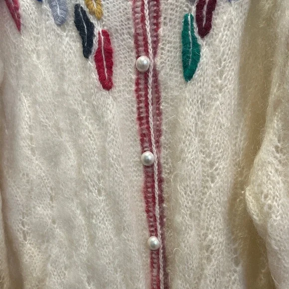 Multicolored Feather Pattern Women's Cardigan - Picture 6 of 7